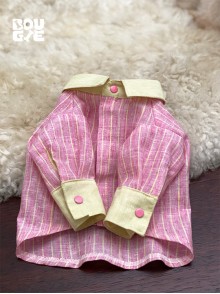 Pink Striped Japanese Linen - Long Sleeve Classic Collar